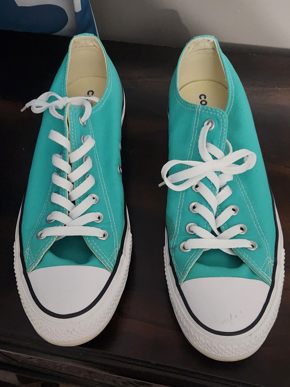 Mens Converse Classic Low-Top Canvas Sneakers in Teal Size 13